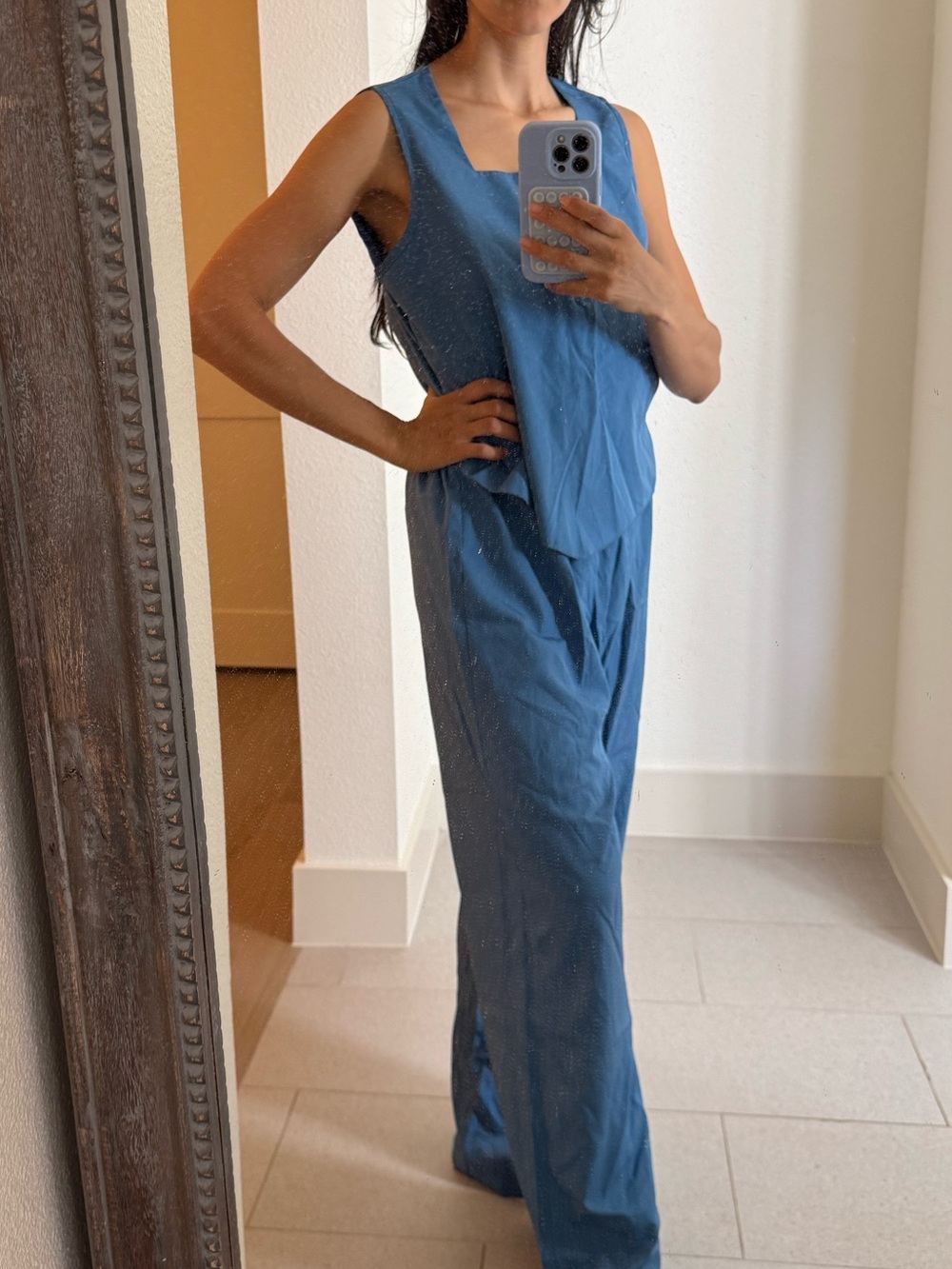 Blue sleeveless two piece set